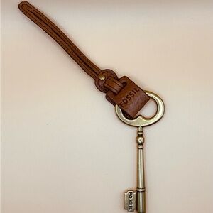 Fossil Gold & Tan Leather Key Charm